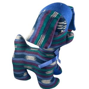 UPAVIM Guatemala Handmade Dog Stuffed Animal Animalito Textile Blue/Purple/Green
